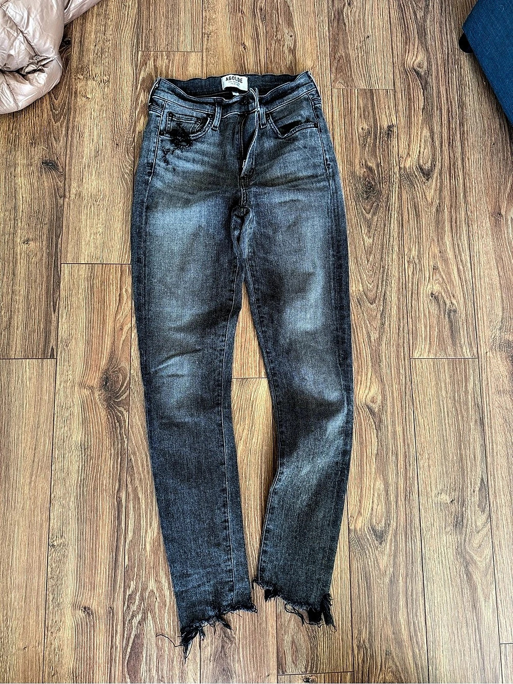 AGOLDE Nico High Rise Slim Raw Hem Jeans Waist 25 Black